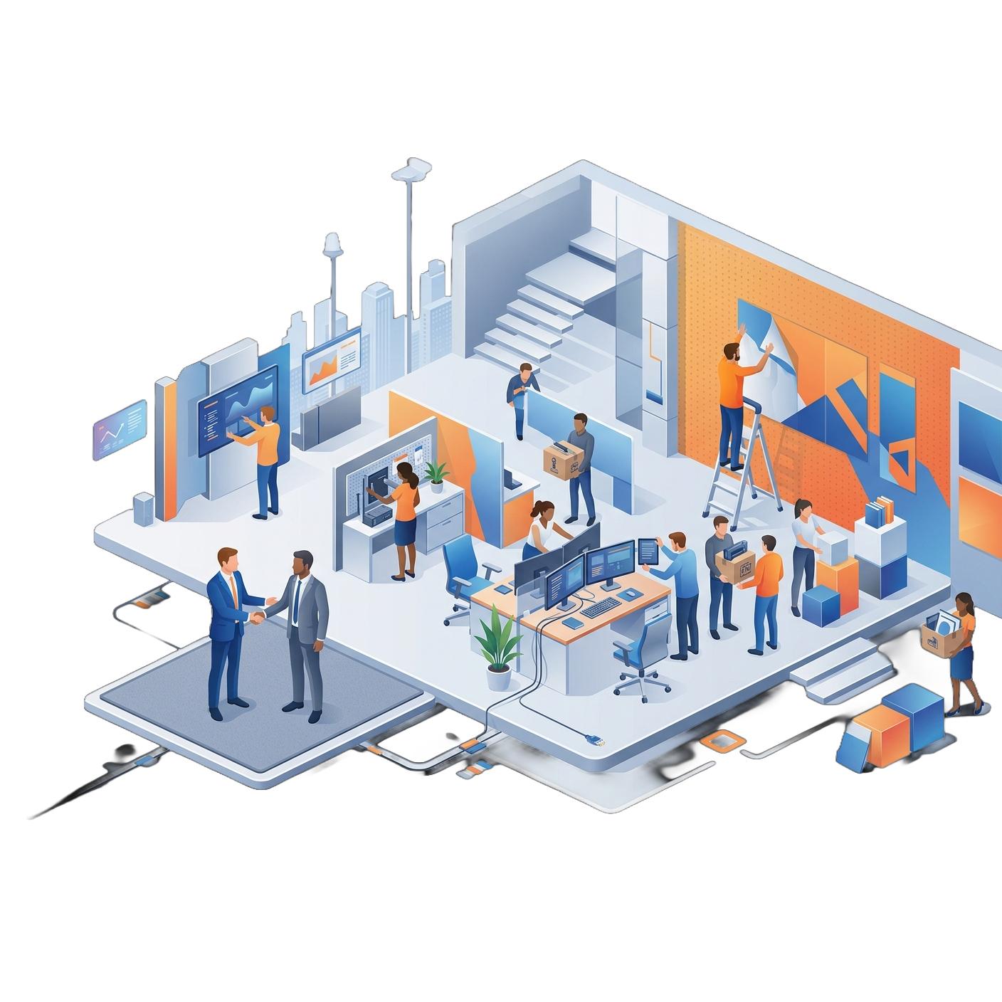 Illustration of Incuspaze workspace setup and team move-in